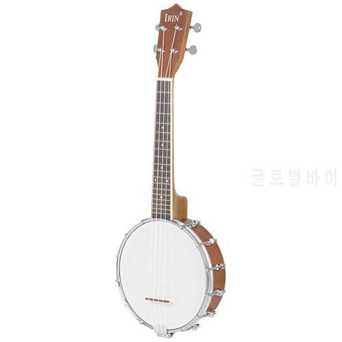 IRIN Mini 4 Strings Concert Banjo Uke Ukulele for Musical Stringed Instruments 64x24.5x10CM 18 products nylon string maple spare