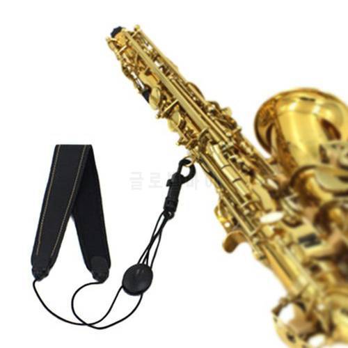 Adjustable Tenor Alto Saxophone Sax Faux Leather Neck Strap with Hook Clasp