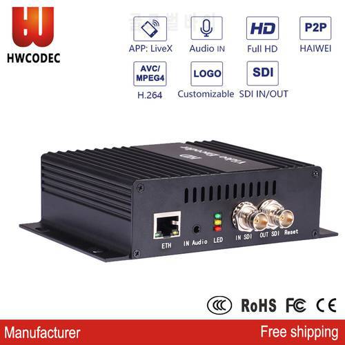 HWCODEC H3610 H264 Video Encoder IPTV Encoder MPEG4 1080P SDI Loop Out Encoder IP Encoder Support RTMP RTSP RTMPS P2P Streaming