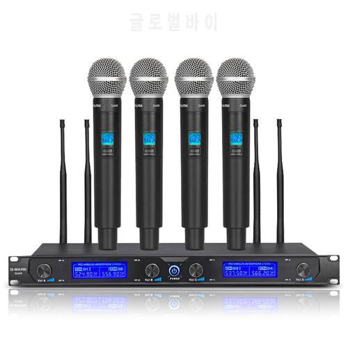 Professional Microphone Wireless G-MARK G440 4 Channels Handheld Dynamic Karaoke Mic Band DJ Party Stage Church Show