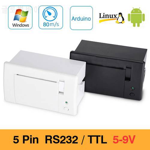 QR701 RS232 TTL Mini Thermal Receipt Printer Panel Embedded tickect Printer 5v-9v Support ESC POS Arduino Android for 5 Pin