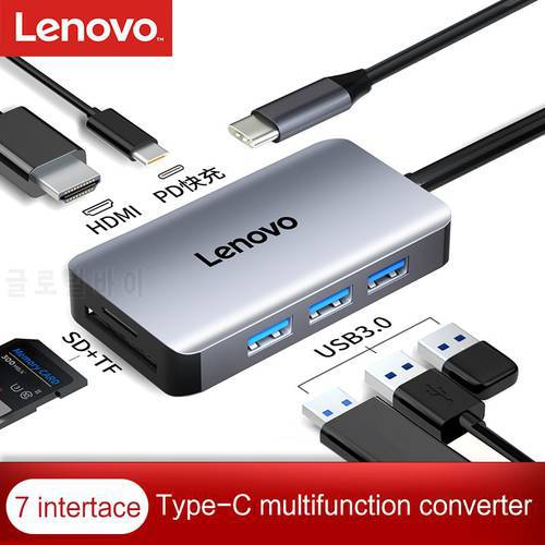 Lenovo Type C HUB to Multi USB 3.0 HDMI VGA Adapter Dock For MacBook Pro Air M1 MateBook Laptop Accessories USB-C Splitter Port