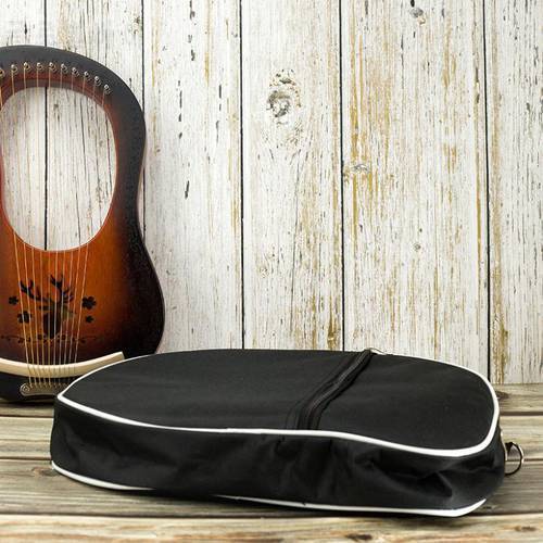 Black 10 / 16 / 19 String Lyre Harp Storage Bag Waterproof Dustproof Canvas Handbags Musical Instrument Carry Bag