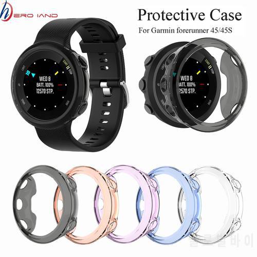 Protective Case For Garmin Forerunner 45/Swim 2 Smart Watch Band Anti-scratch Screen Protector Cover For Garmin Forerunner 45S