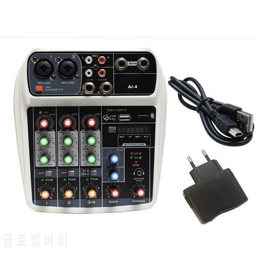 AI-4 mixer 4 channels with USB reverberation effect Bluetooth sound card function live webcast K song anchor