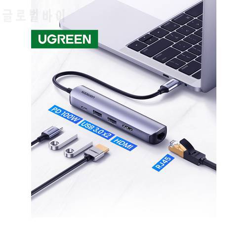 UGREEN USB C Hub 4K 60Hz Mini USB Type C 3.1 to HDMI RJ45 PD USB 3.0 OTG Adapter USB C Dock for MacBook Air Pro 2020 PC USB HUB