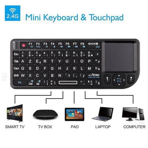 HOT Mini 2.4G RF Wireless Keyboard Spanish French Russian English Keyboard Backlight Touchpad Mouse for PC Notebook Smart Tv Box