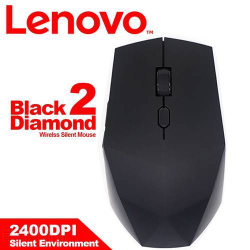 Original Lenovo Black Diamond 2 Wireless Mouse with 2400DPI Silent Mouse for Window Mac OS