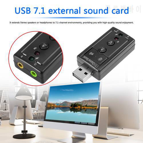 Stereo Headset Supports 3D Sound 7.1 External USB Sound Card Audio Adapter AUX Headphone Microphone Converter