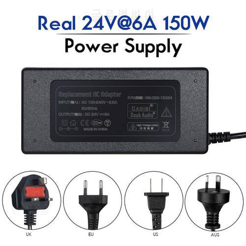 Douk Audio 24V@6A 150W AC/DC Power Supply Adapter LED 100V-240V 50/60Hz 5.5mm/2.5(2.1)mm for Amplifiers