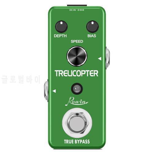 Rowin LEF-327 Tremolo Pedal Trelicopter Effect Pedal For Electric Guitar With Speed/Bais/Depth Modes Mini Size True Bypass