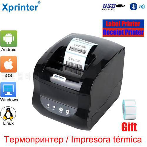 Xprinter Barcode Label Printer 20-80mm POS Thermal Receipt Printers Thermal Printing Sticker Paper 2 In 1 Print Android Windows