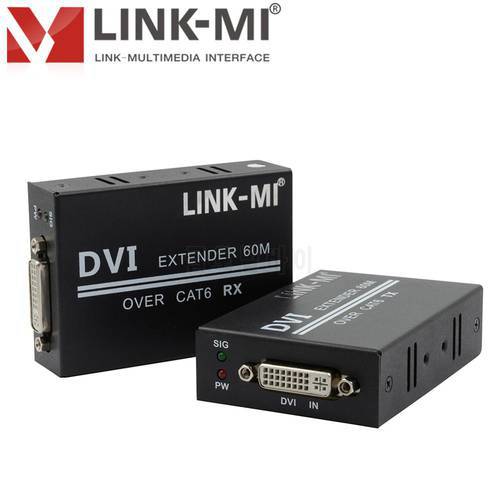 LINK-MI DVI 60M Extender Transmitter and Receiver over single UTP LAN CAT6 cable support HDMI Signal 1080P DVI-CAT