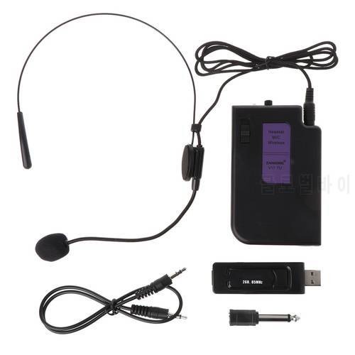 Wireless Headset Microphone with USB 3.5mm 6.35mm Receiver for Conference Teaching Speech Loudspeaker Megaphone Stage