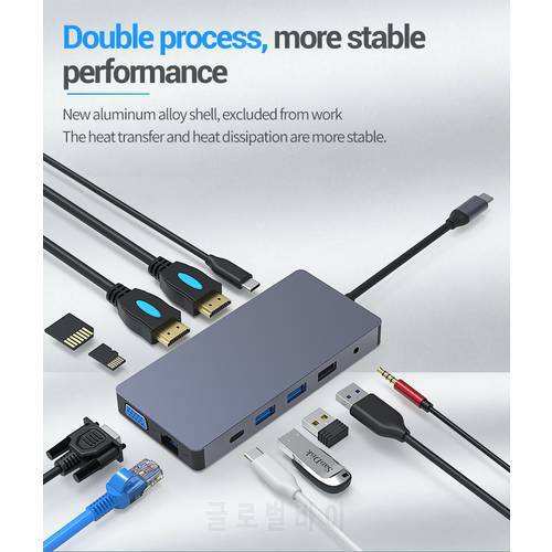 Blueendless USB C HUB Type C to MUlti USB 3.0 Double HDMI Adapter High Speed Splitter for MacBook PC Laptop Accessories