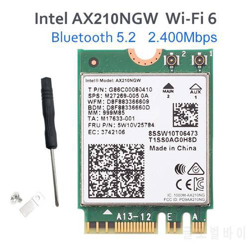 Dual Band WI-FI 6E AX210 M.2 NGFF 2400Mbps Wireless Card For Intel AX210NGW 2.4Ghz/5G 802.11ax Bluetooth 5.2 Wifi Network Card