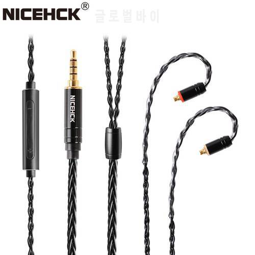 NiceHCK BlackWheat 8 Core Silver Plated Copper Microphone Cable MMCX/NX7/QDC/0.78 2Pin With Mic for DB1 DB3 AS10 EDX CA4 C12
