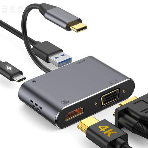 Type C to 4K HDMI-compatible 1080P VGA USB 3.0 PD Charging Adapter Converter 2 Screens Same Display for MacBook Pro Samsung S10