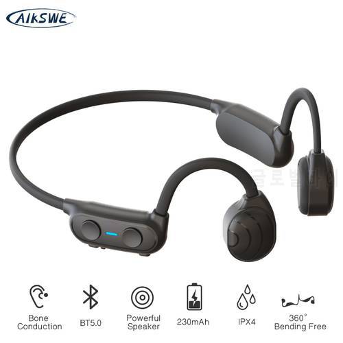 AIKSWE Bluetooth Wireless Headphones Bone Conduction Sports Earphones IP56 Headset Stereo Hands-free with microphone For Running