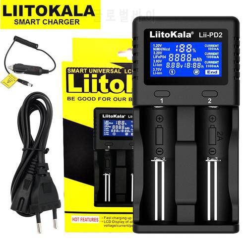 2023 LiitoKala Lii-PD2 Lii-PD4 Lii-S6 Lii500s battery Charger for 18650 26650 21700 AA AAA 3.7V/3.2V/1.2V lithium NiMH batteries
