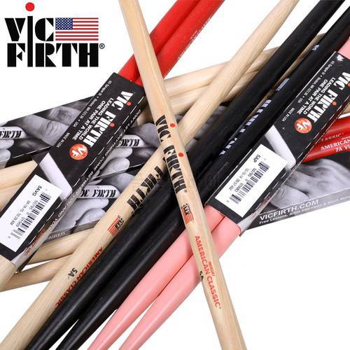Vic Firth Hickory Drumsticks 5A, 5B, 5B Barrel, 7A, Original Made in USA, Multiple Colors Drum Sticks