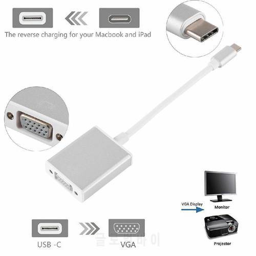 USB 3.1 Type C To VGA Adapter USB-C Male To VGA 1080p Female Converter for Monitor TV Desktop Laptop