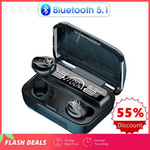 Bluetooth 5.1 Earphone Touch Control Wireless Headphones HiFi Sports Waterproof Earbdus Bluetooth Headset With Microphone LED