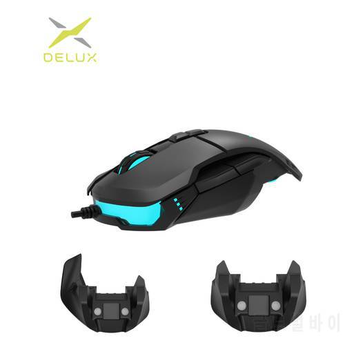 DELUX M629BU Ergonomic Wired Gaming Mouse 89g PMW3389 Optical Sensor 16000DPI RGB 7 Buttons Fully For PC Gamer