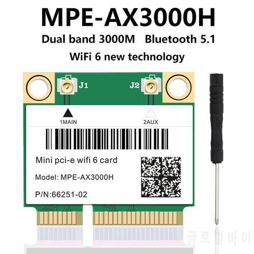 WiFi 6 dual band 3000mbps Bluetooth 5.1 MPE-ax3000H, mini PCI-E WiFi card 802.11ax/ac 7260AC 7265AC wireless network adapter