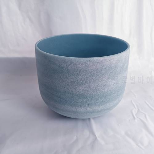 Sapphire Gemstone Fusion F Note Heart Chakra Frosted Quartz Crystal Singing Bowl 10 Inch