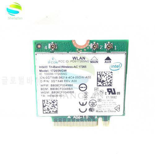 For Intel Tri-Band Wireless-AC 17265 17265NGW 802.11ad 802.11ac 4.7Gbps 867Mbps NGFF M2 Dual-band 2x2 AC BT4.0 WiFi Card