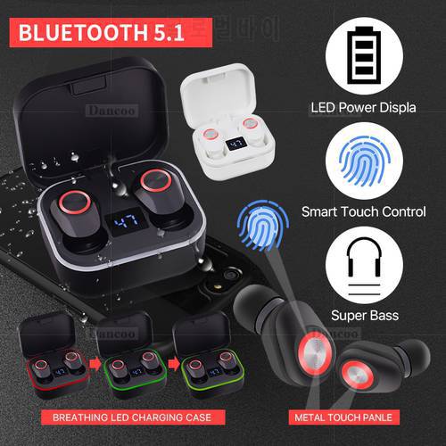 True Wireless Earbuds Bluetooth 5.1 Headphones in-Ear TWS Stereo Headset with Smart LED Display Charging Case IPX5 Waterproof