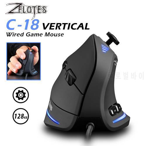 ZELOTES C-18 Vertical Gaming Mouse 10000 DPI Programmable 11 Buttons USB Wired RGB Optical Remote Mouse Gamer Mice For Laptop PC