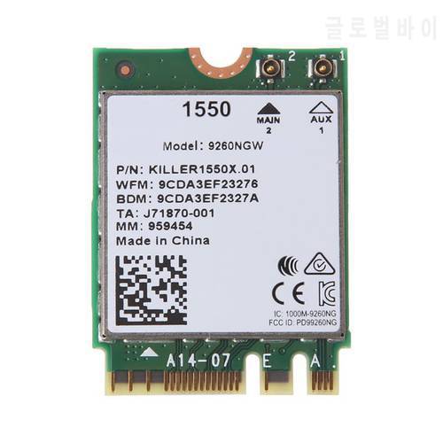 For Killer 1550 In-tel 9260 9260NGW NGFF 1730Mbps Wireless Card WiFi Bluetooth 5.0 802.11ac Net-work Card