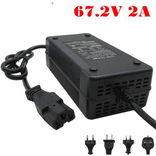 60V 2.5A charger 67.2 Volt Lithium Li-ion charger T/PC/IEC 3PIN Plug for 60V 10AH 20AH 30A ebike scooter Motorcycle battery pack