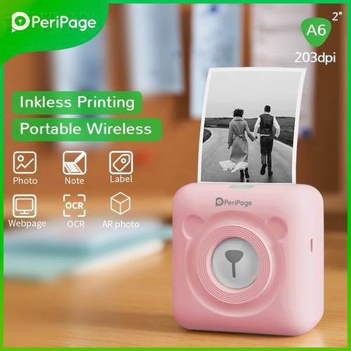New PeriPage A6 Mini Pocket Printer Bluetooth Thermal Photo Printer For Mobile Phone Android IOS Label Printer For Kids Gift