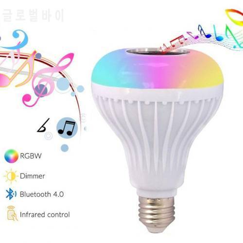 Smart E27 RGB Bluetooth-Compatible Speaker LED Bulb Light Music Playing Dimmable Audio Wireless LED Lamp with 24 Keys Remote