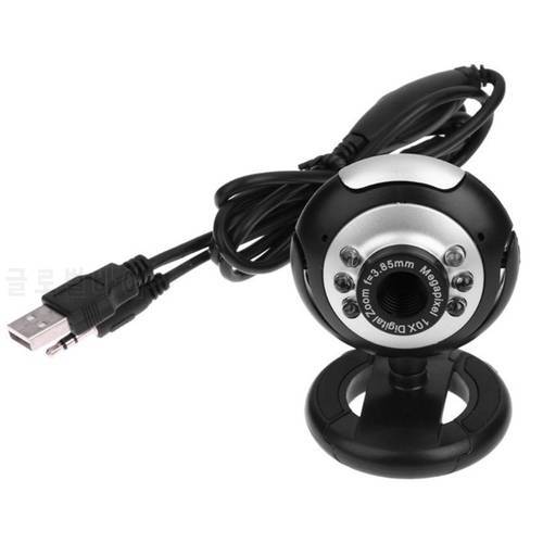 USB 2.0 Web Camera with 6 LED Light Clip-on Webcam Camera for Laptop Desktop Wholesale Dropshipping