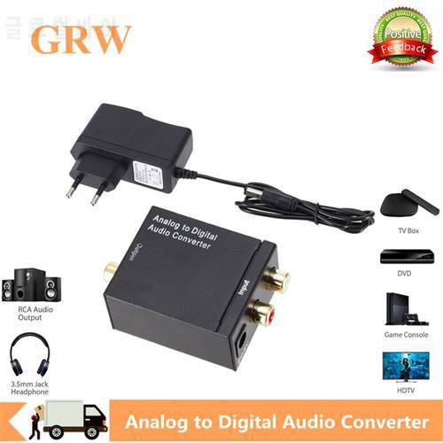 Grwibeou ADC Converter Analog to Digital Signal Audio Sound Adapter Optical Coaxial RCA Toslink SPDIF Adaptor TV New