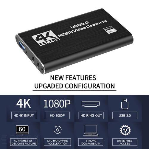 Newly hot 4K USB 3.0 Video Capture Card HDMI-compatible 1080P 60fps HD Video Recorder Grabber For OBS Capturing Game Card Live