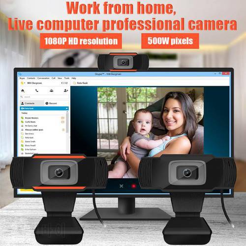 A870 1080P HD PC Camera USB 2.0 Video Record Webcam Conference Work Web Camera Rotatable With Mic For Desktop Computer PC Laptop