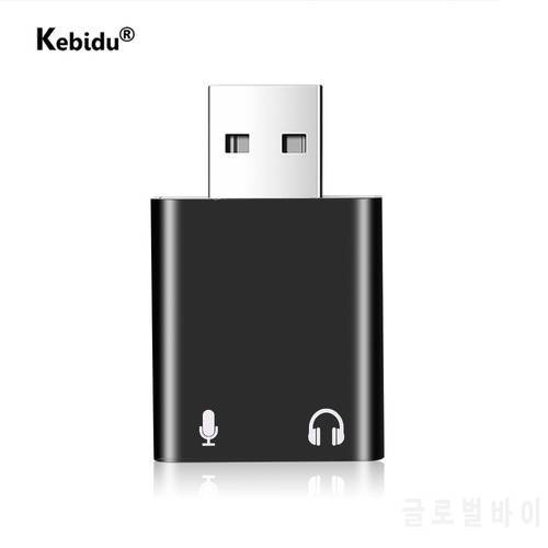 Kebidu External USB to 3.5mm Jack Audio Sound Card Mic Headphone Adapter 7.1CH for Mic Speaker Laptop PS4 Computer Sound Card
