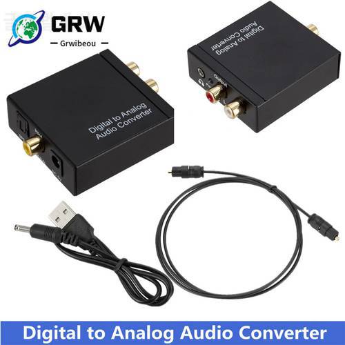 Grwibeou DAC Digital to Analog Analogue Stereo Audio Converter Adapter Coax Coaxial Optical Toslink RCA R/L Optical to RCA 3.5mm