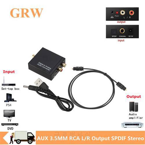 Grwibeou AUX 3.5MM RCA L/R Output SPDIF Stereo Digital Audio USB DAC Amplifier Adapter Optical Digital Fiber To Analog Converter
