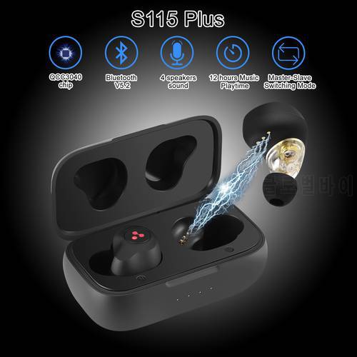 Original SYLLABLE S115 Plus Fit for BT V5.2 bass earphones wireless headset of QCC3040 Chip S115 Plus Volume control earbuds
