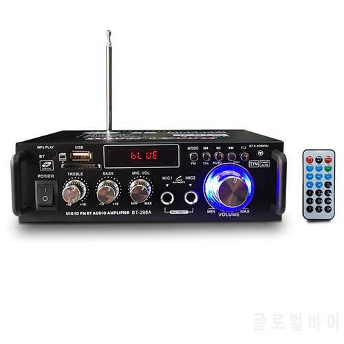 HIFI Bluetooth-Compatible Audio Stereo Power Amplifier BT-298A 2CH LCD Display Digital FM Radio Car Home With Remote Control