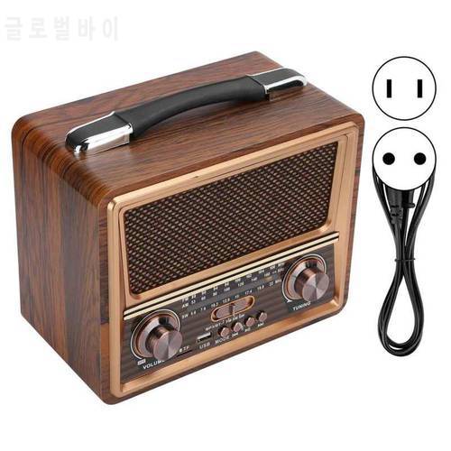 Radio Adjustable Radio FM/AM/SW Radio Portable Wooden Wireless Speaker Rechargeable Radio 110/220V