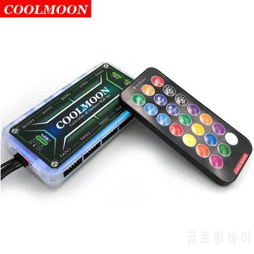 coolmoon RGB Fan Controller DC12V 5A Color Modding pc with 10 6Pin Fan rgb Ports 2 4Pin Light Bar Ports for COOLMOON Fans NEW