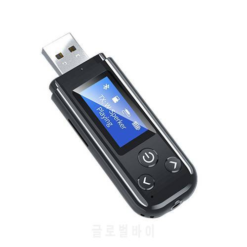 USB Bluetooth 5.0 Receiver TV Wireless Adapter Transmitter Receptor Audio For Car PC LCD 3.5MM AUX Support Memory card