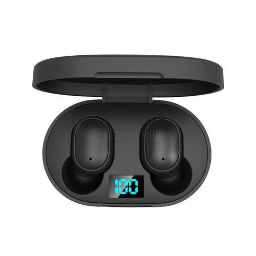 E6S Wireless Earbud TWS True Bluetooth 5.0 Stereo Earphone Bass In-Ear Headset Stereo Noise Reduction High Sound Quality Black